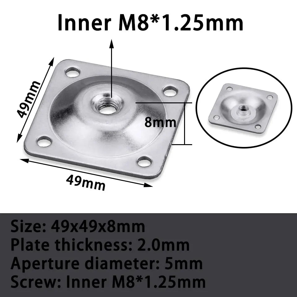 plaque fixation industrielle moderne noir argenté plate lisse m10 m8 m6