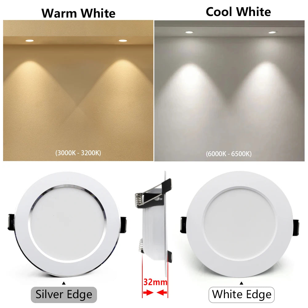 spots led 12w 15w 18w 7w 9w cadre blanc éclairage moderne clips