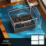 boîtes rangement transparentes poignées métalliques intérieur gris caméras lentilles accessoires tailles xl respectueux environnement