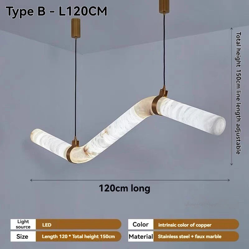 lampe suspendue marbrée moderne blanc doré 4500k 3000k 6000k chambre restaurant