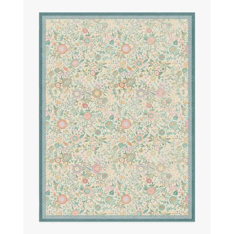 tapis fleuri polyester polypropylène moderne beige vert bleu rose jaune salon chambreextérieur