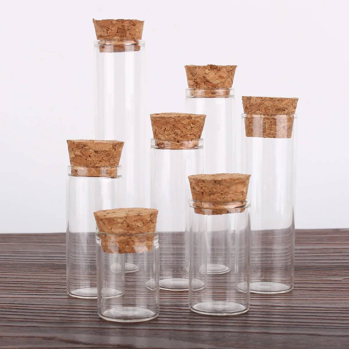 tubes essai verre bouchons liège 5ml 7ml 10ml 14ml 18ml 20ml 25ml 30ml