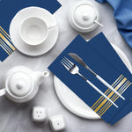 serviettes table jetables rayures dorées bleu marine occasion anniversaire mariage événement festif pack 20