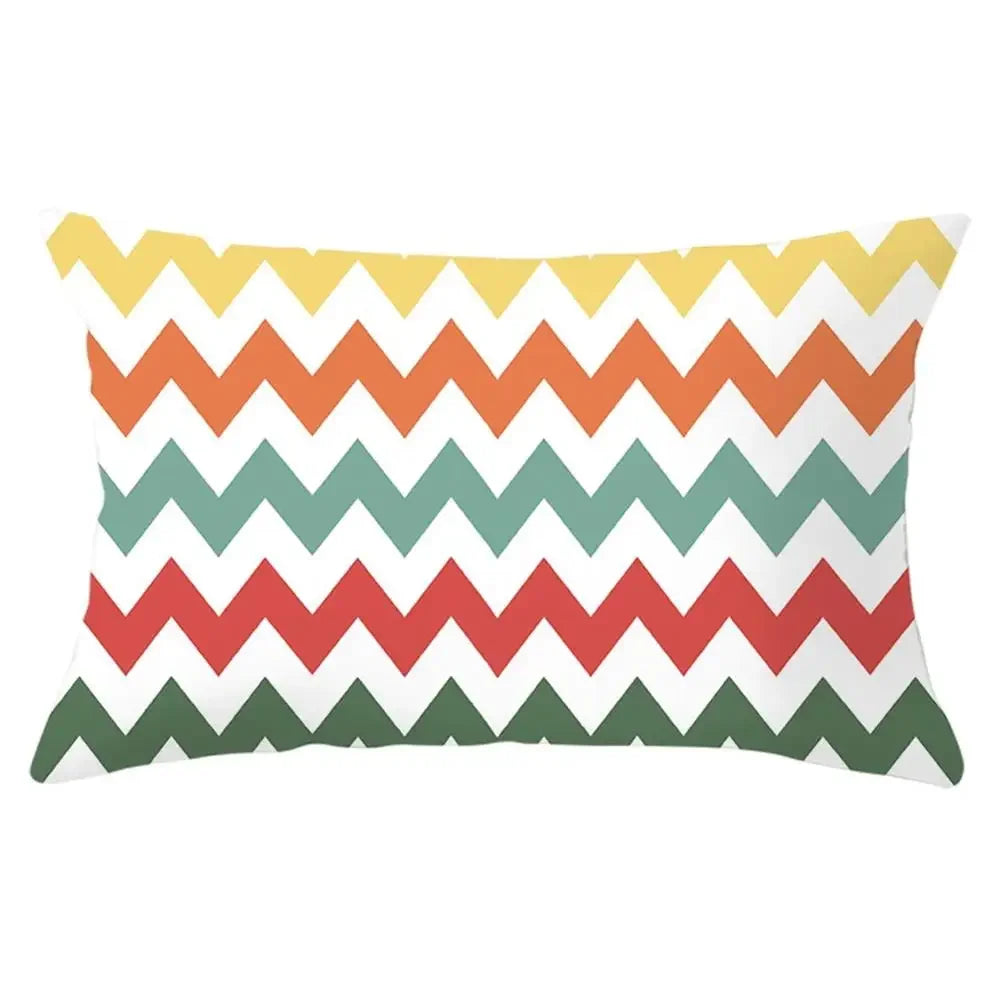 coussin rectangulaire géométrique multicolore décoration intérieure moderne polyester confortable 30x50cm fixations