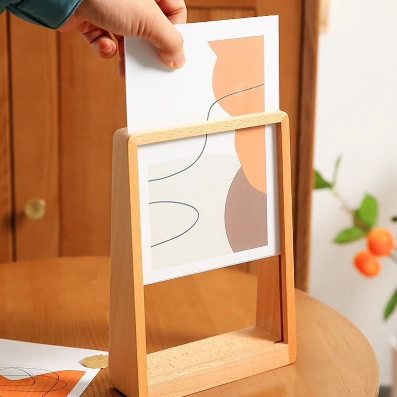 cadre photo moderne minimaliste bois clair imprimé graphique verre transparent maison 6pouces 7pouces
