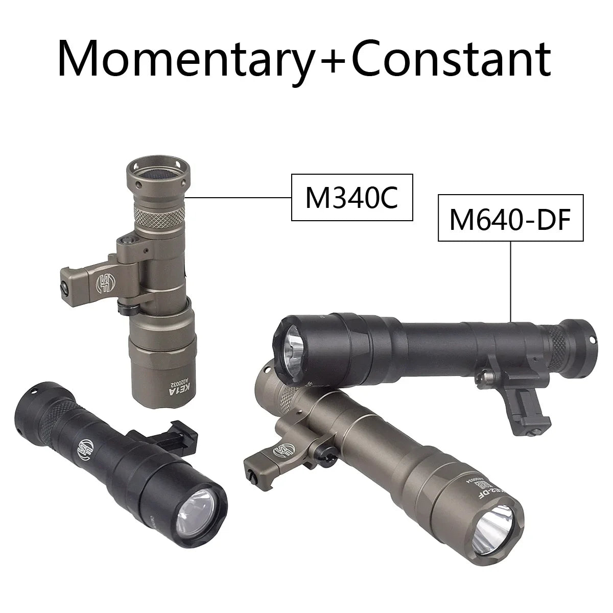 lampe torche tactique led noir texturée clip picatinny rechargeable chasse airsoft moderne