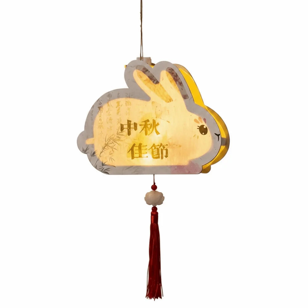 lampe décorative artisanale lapins dessins animés motifs floraux cordelette pompon opaques multicolores fête anniversaire