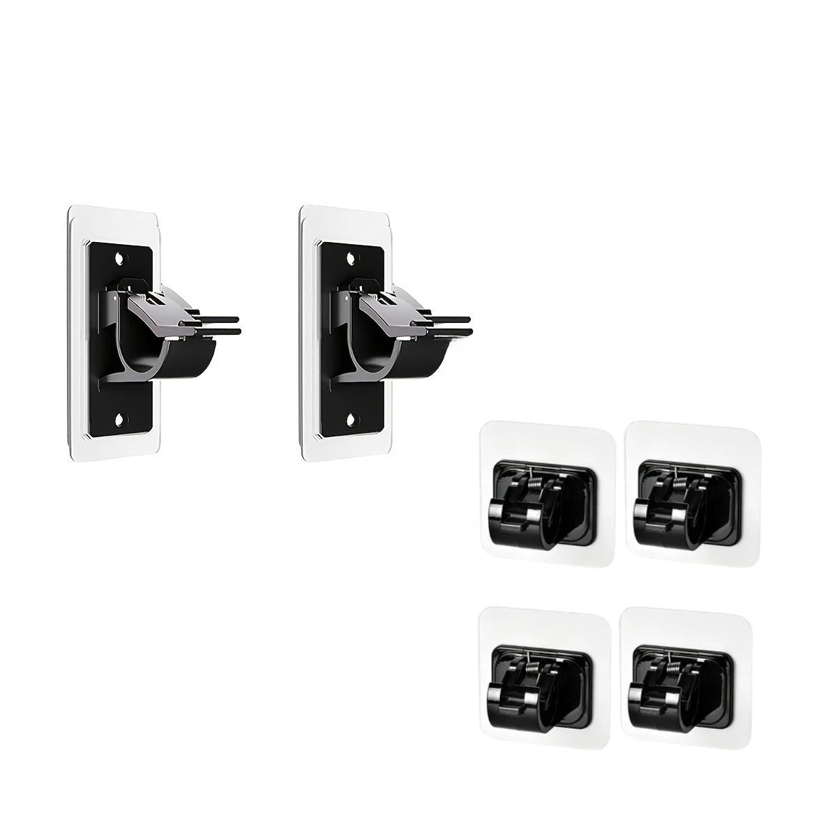 supports murals modernes clips transparents tiges rideaux noirs salle bain chambre coucher