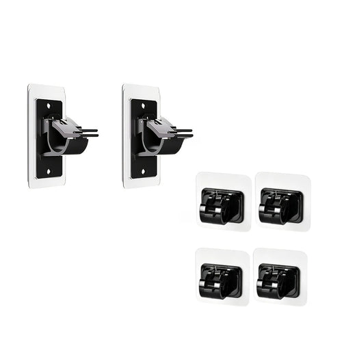 supports murals modernes clips transparents tiges rideaux noirs salle bain chambre coucher