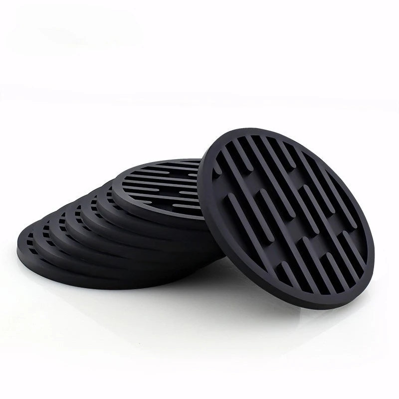 coasters silicone rayés moderne bleu gris noir orange beige marbre