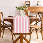 nappe lin rose rayée intérieur rustique décoration table anniversaire réutilisable