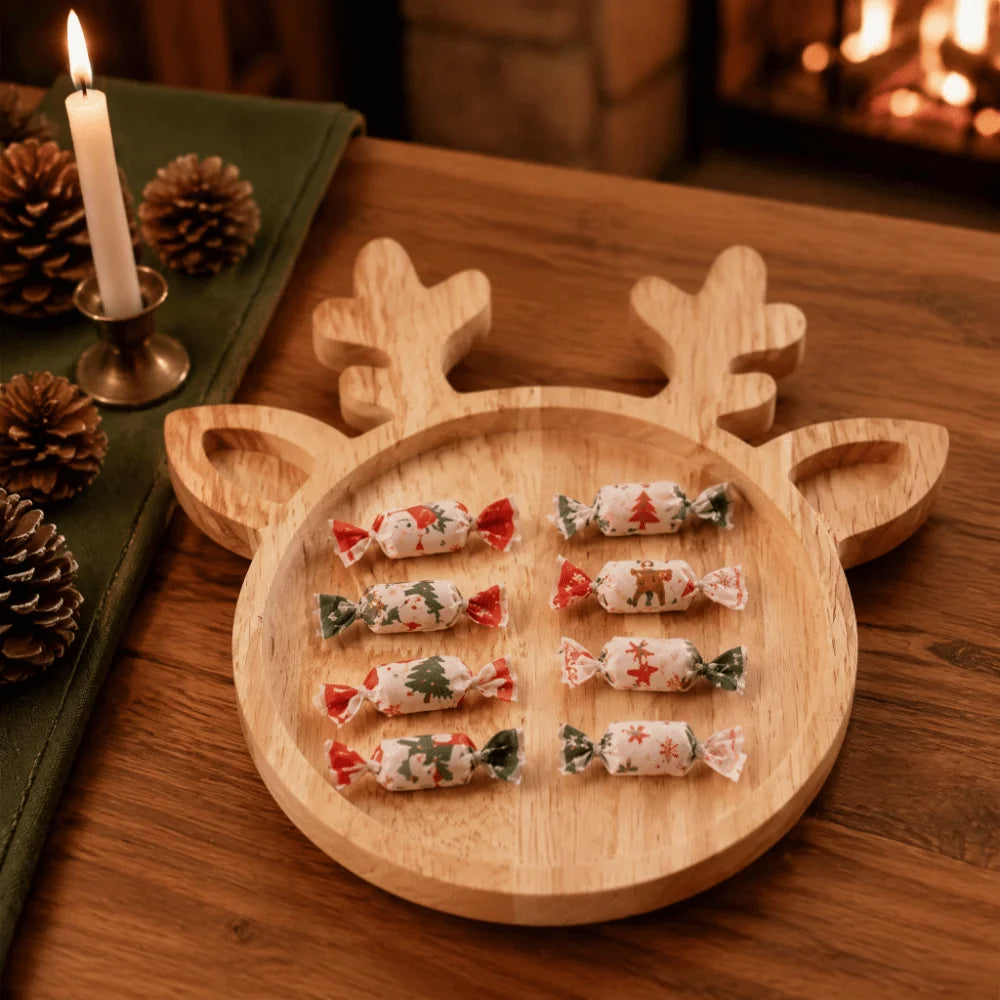 assiettes bois naturel assiettes noël forme d'arbre cerf décoration festive modernes