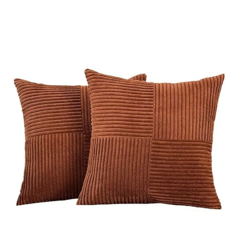 housses coussin polyester rayées modernes non toxiques opaques couleur beige marronclair blancvertmarine chambre