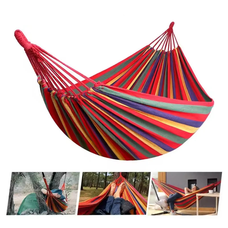 hamac extérieur rayures multicolores anti renversement rouge vert jaune violet marron orange décontracté
