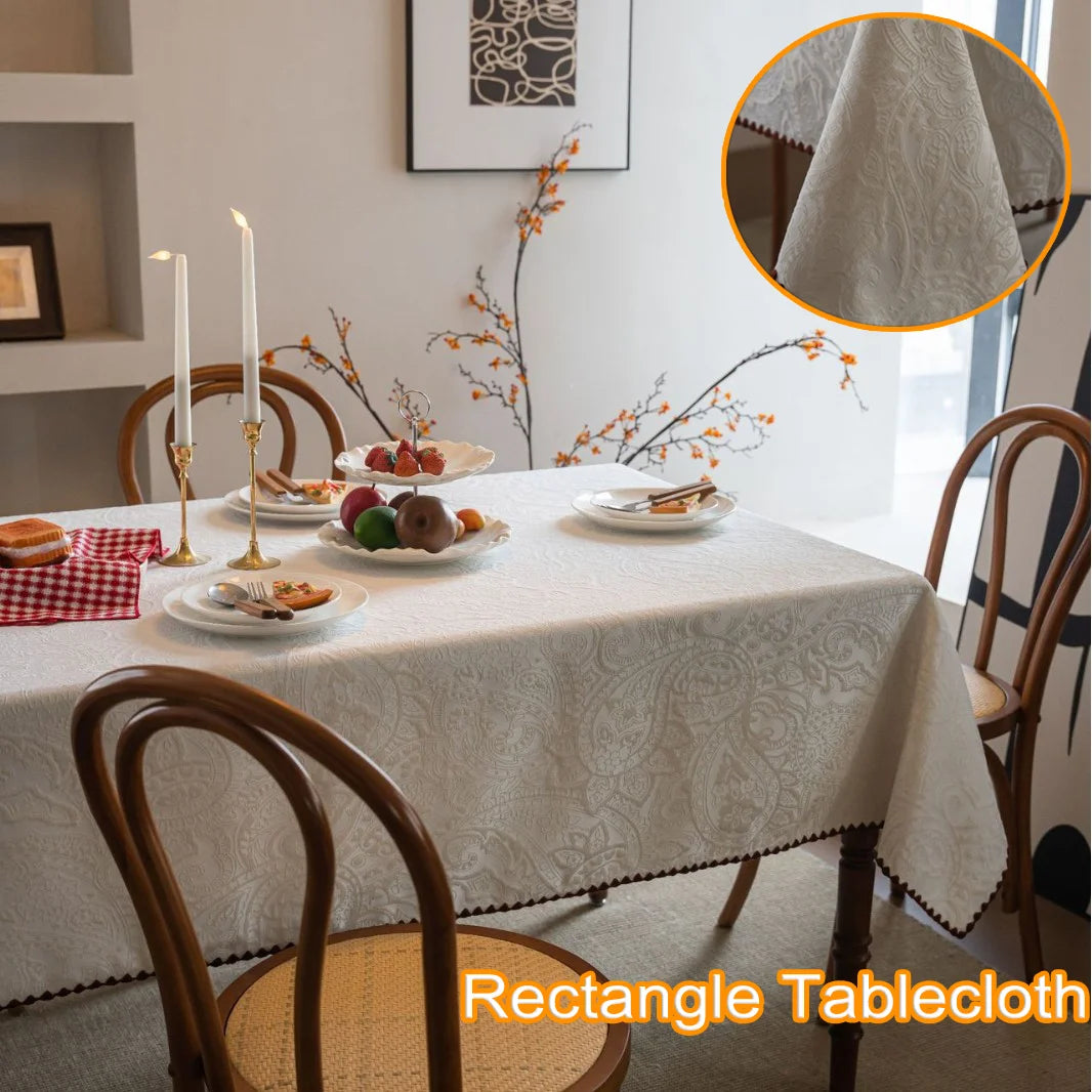 tablecloth beige floral rectangle réutilisable polyester coton opacité printemps été noël mariage classic adaptable