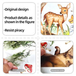 sticker mural animal peinture aquarelle deco enfant cerf renard écolier