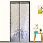rideau porte blanc noir motif hexagonal semi transparent moderne 90x210cm
