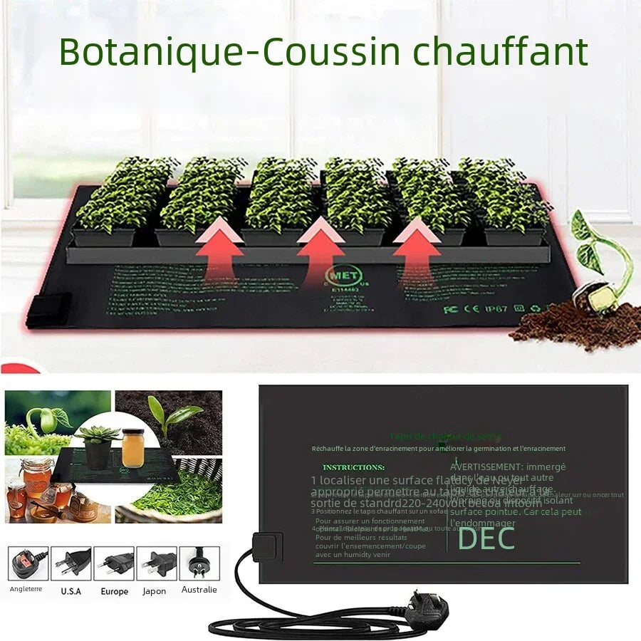 tapis chauffant semences noir clips hydroponie 7w 18w 45w 105w pvc instructions