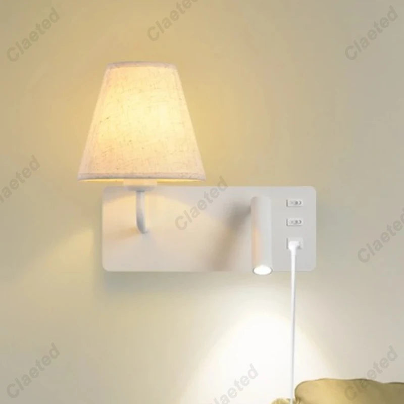lampe murale moderne prise usb abatjour orientable blanc beigeclair