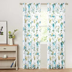 rideaux voilage blanc floral translucide tringle embouts chambre salon moderne