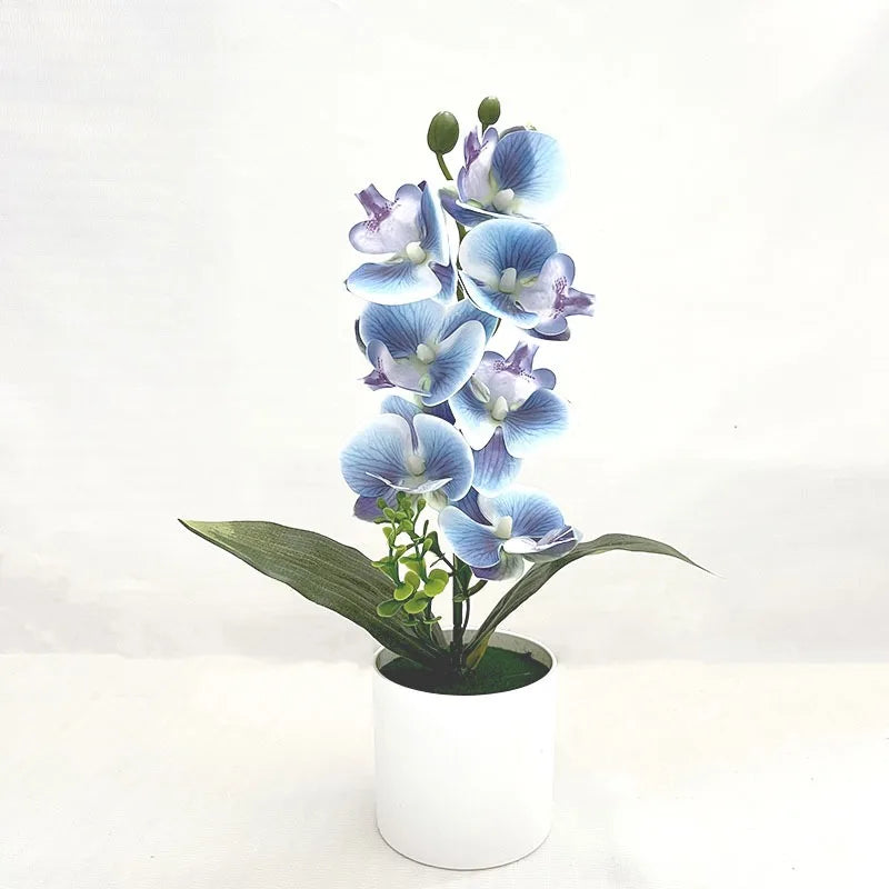 décoration intérieure orchidées artificielles fleurs soie blanc jaune rose bleu violet