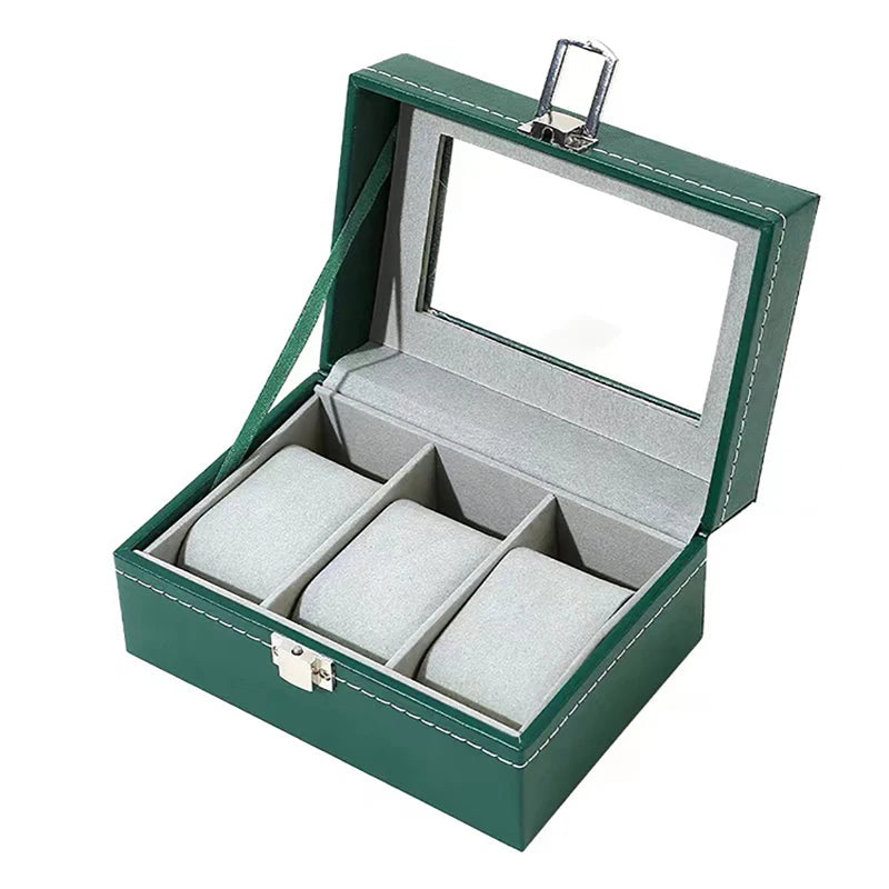boîte montres simili cuir verte classique cadenas 16cm 11.2cm 8cm