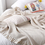 plaid coton doux solide rose clair tissage points moderne portable anti boulochage pique nique