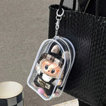 sac main transparent moderne chaîne métallique personnage peluche pompons colorés tendance adulte fille garçon