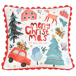 housse coussin patchwork noël blanc guirlande cloches branches baies étoiles décor maison festive 45x45cm