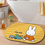 tapis bain dessin animé lapins gris jaune vert bleu rayures enfantin absorbant