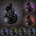 horloge murale forme guitare disque vinyle aiguille rétro moderne fixations chambre salon