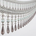 accessoires rideau dentelle goutte bleu clair doré gris élégant textile maison