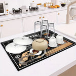 tapis moderne illustrations américano espresso noir cuisine rectangle absorbant rapide