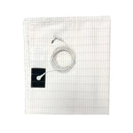 coussin chauffant électrique blanc rayures câble prise bouton contrôle moderne blanc noir