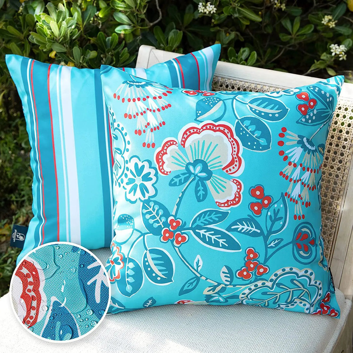 housses coussin imperméables fleurées modernes extérieur intérieur voiture 45x45cm deux lot