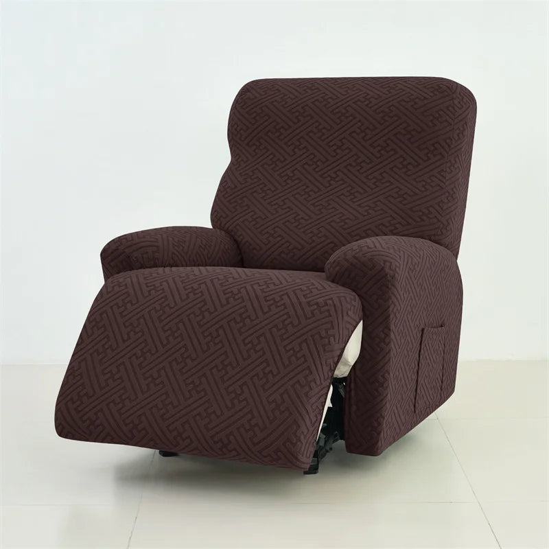 housses fauteuil inclinable jacquard beige motif géométrique moderne fixation pièces polyestère lavable automne hiver