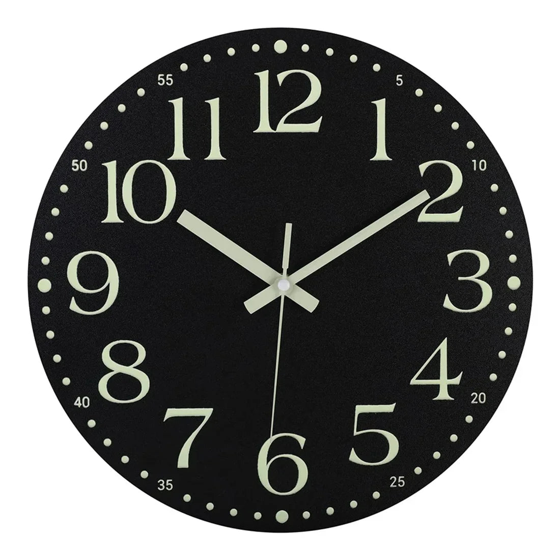 horloge murale moderne aiguille noir vert luminescent points decoration mdf chambre coucher