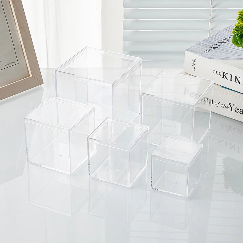 boîtes bijoux transparentes modernes boîtes rangement acrylique conteneurs stockage sans motif sacs bonbons