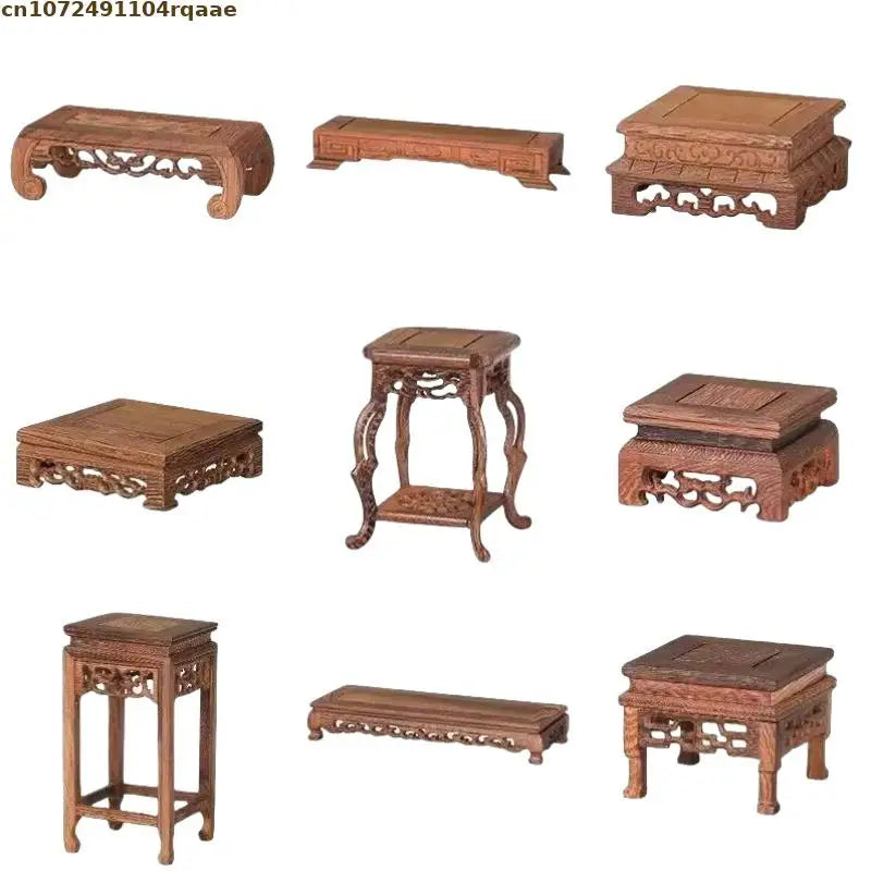 support présentation bois sculpté socle décoratif figurines vases plantes pot fleurs traditionnel artisanal