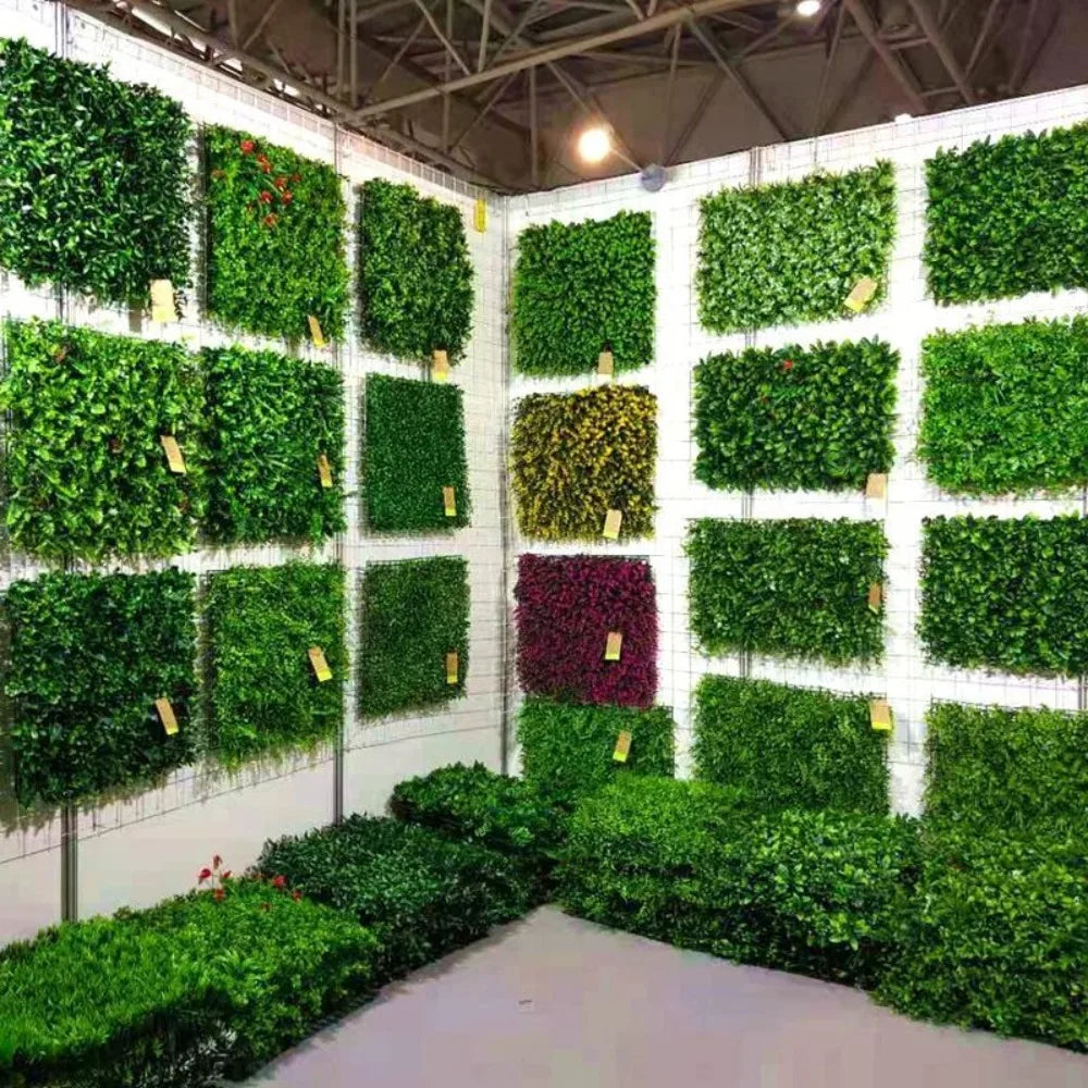panneaux murals gazon artificiel uv résistant forme carrée couleur verte intimité extérieur moderne naturel