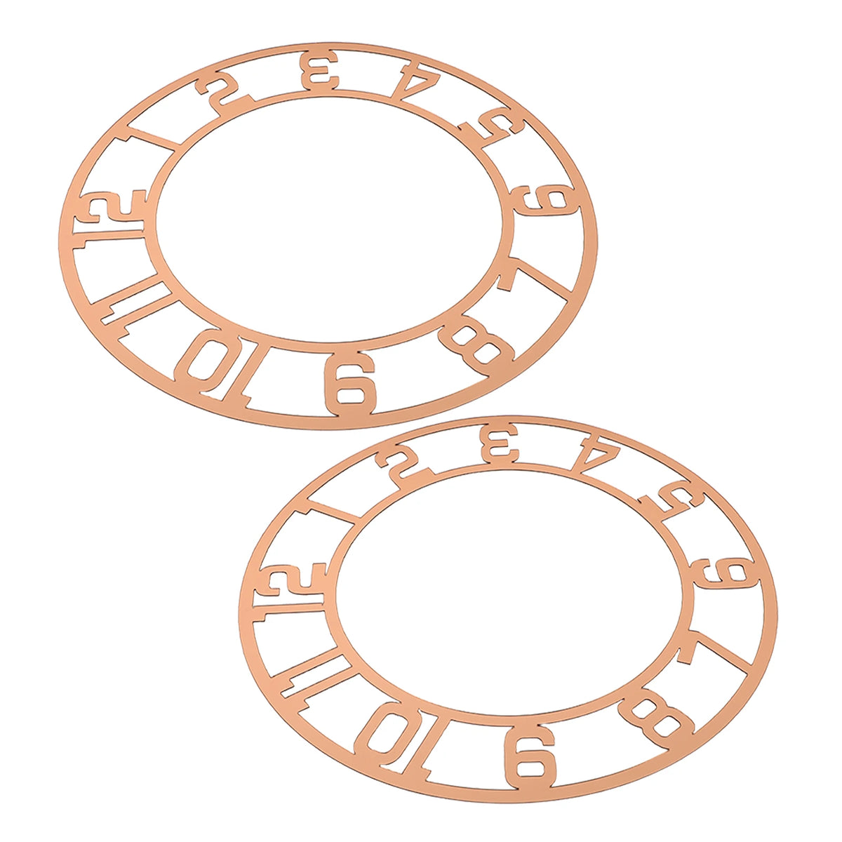 cadre horloge or rose numéros romains gravés moderne décoration murale salon transparent opaqué round