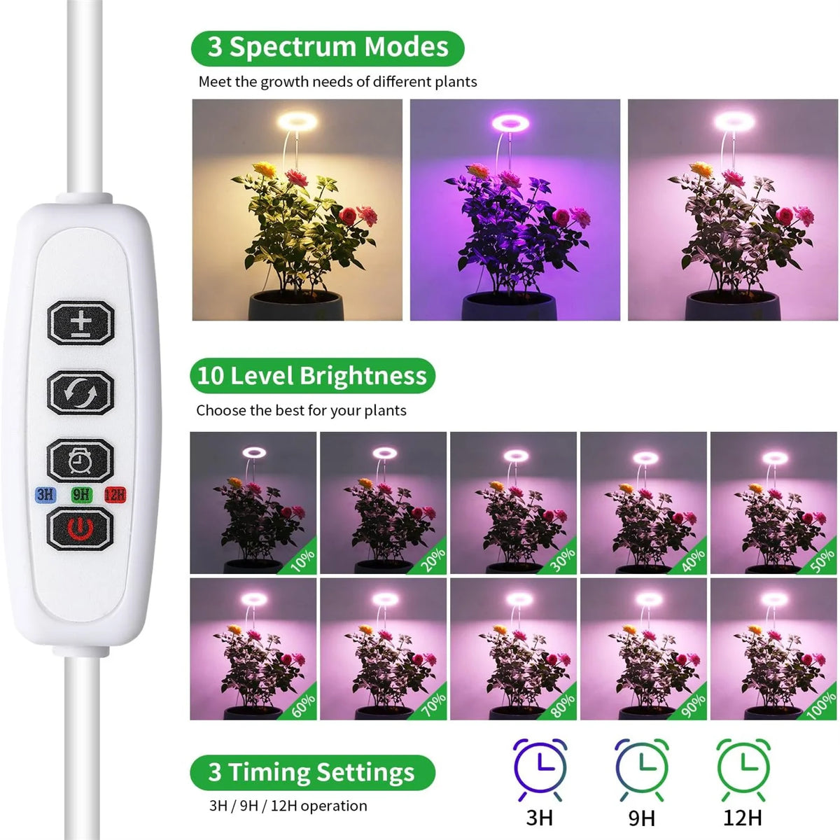 lampe led plante blanc moderne modes luminosité usb 48 diodes