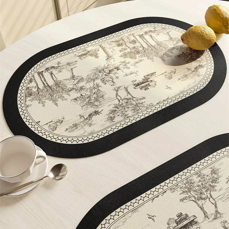 serviette table verte classique fleurs lin respectueux environnement 30x45cmversible facile nettoyer