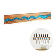 porte couteaux mural bois résine bleue aimants puissants contemporain minimaliste rustique couteaux damas lames