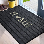 tapis d'entrée noir rayures horizontales broderie dorée moderne antidérapant