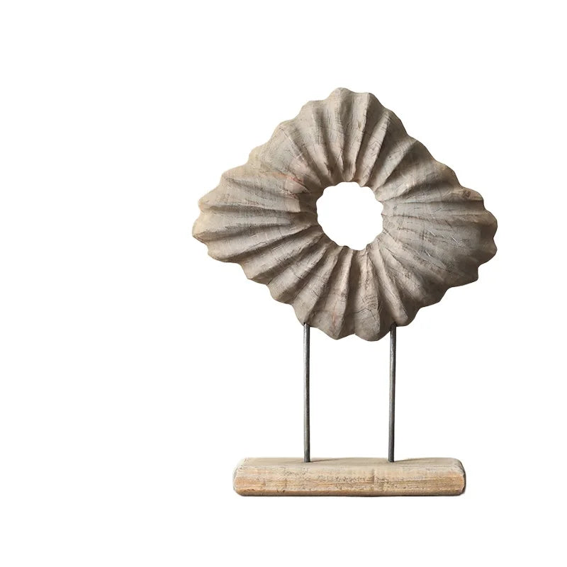 Sculpture bois rustique artisanale gris clair rayures horizontales tringles métalliques vintage entrée decoration