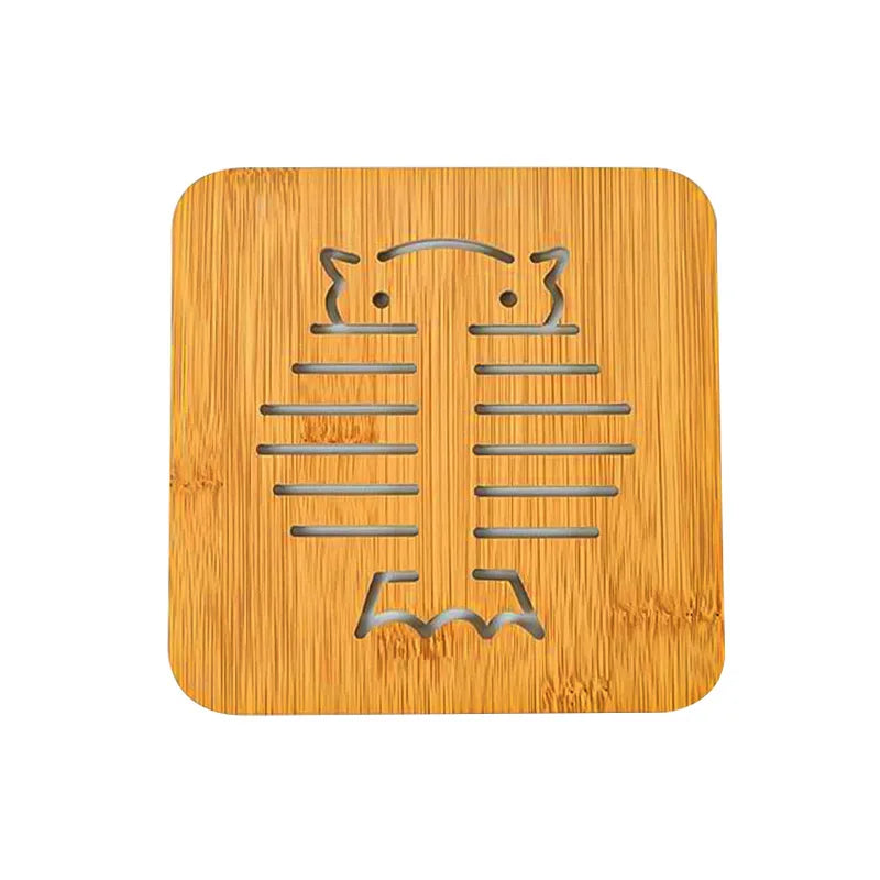 tapis table carré bois motif animaux anti dérapant moderne naturel décors cuisine
