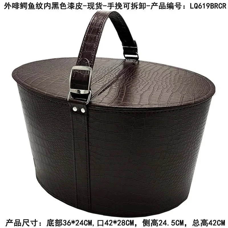 boîte maquillage simili cuir rouge marron noir bleu classique poignée portable organisateur utilitaire