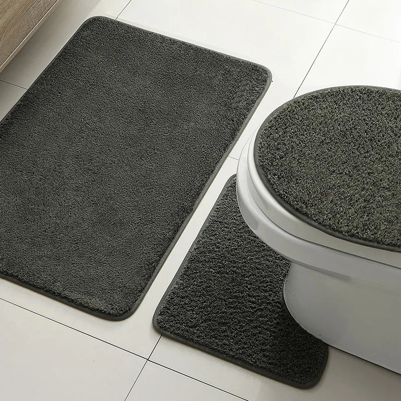 tapis bain set moderne gris foncé beige doux absorbant antidérapant respectueux environnement salle bain