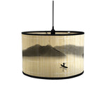 abat jour bambou imprimé floral vintage tringle beige noir oriental traditionnel